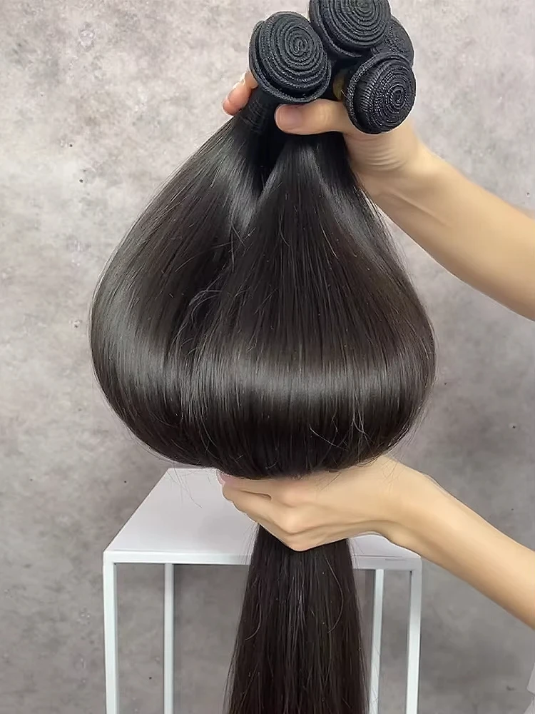 30 32 Inch Bone Straight Bundle Human Hair 100% Unprocessed Raw Remy Hair 3 4 Bundles Brazilian Extension Machine Double Weft