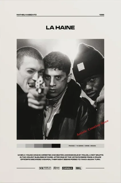 La Haine 1995 Filmprints De Haat Vintage Posters Franse Misdaadfilm Drama Film Wanddecoratie Afbeelding Canvas Schilderij Slaapkamer Huisdecoratie