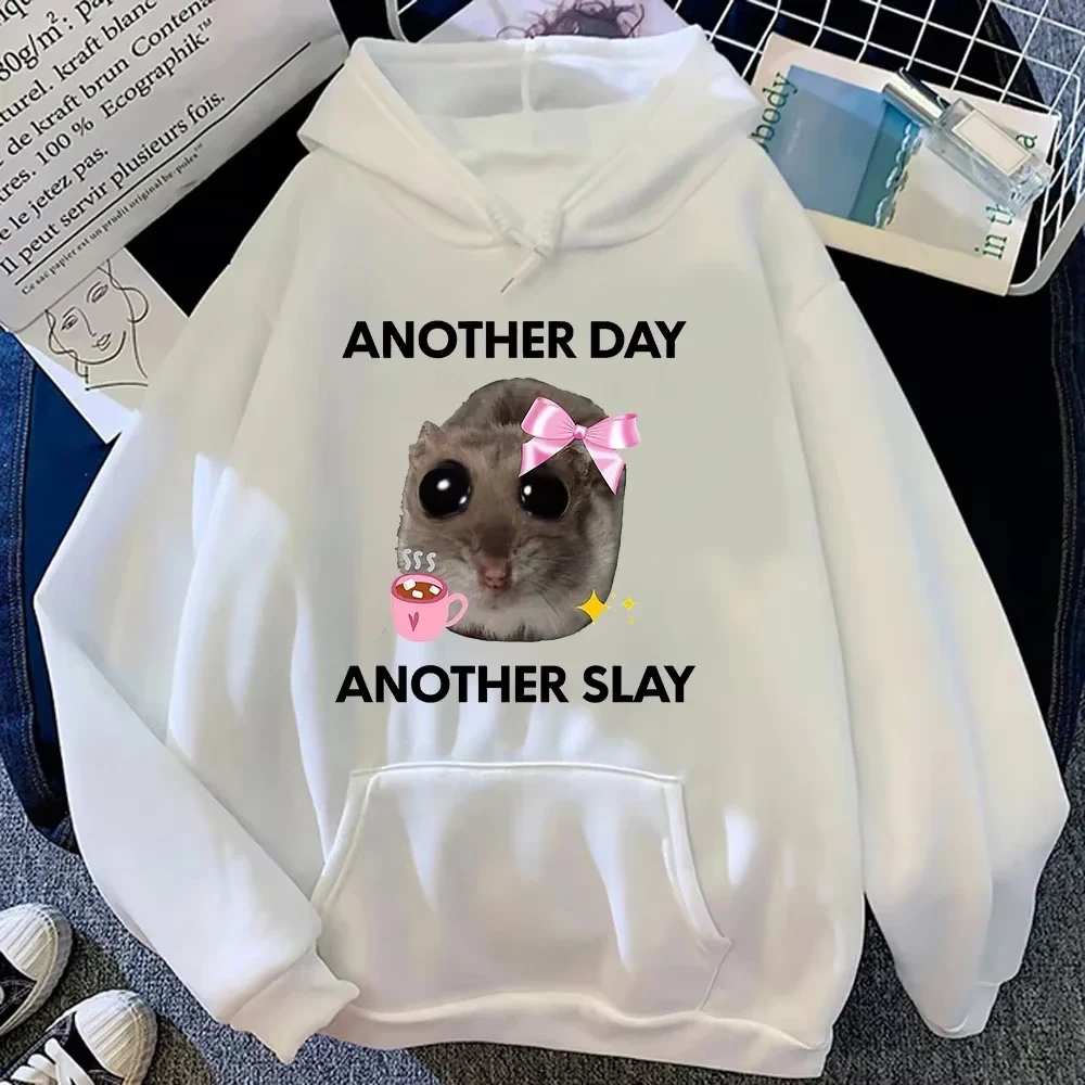 

Another Cute and Fun Harajuku Hoodie Graphic Men's Autumn Hoodie Featuring The Sad Hamster Casual Print Soft Clothes