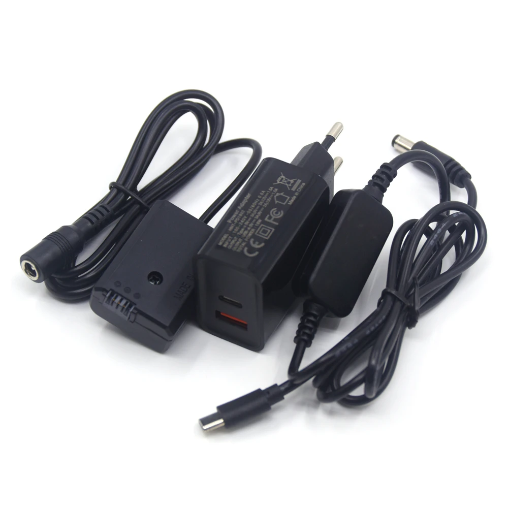 NP-FW50 Dummy Battery AC-PW20 DC Coupler+PD Charger+USB C Power Cable for Sony ZV-E10 A7S2 A7S II RII A6300 A6500 A6000 Camera