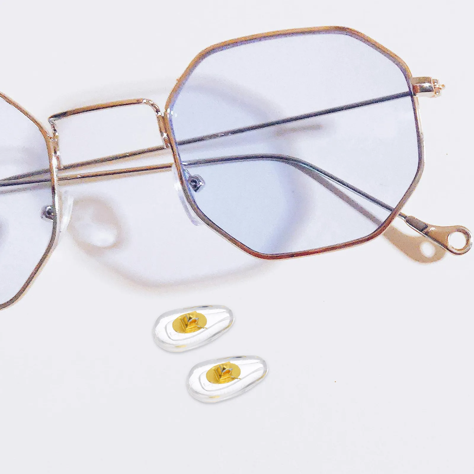 6Pairs Gold Silicone Nose Pads for Eyeglasses Metal Core Anti-Slip Air Bag Design Comfortable Nose Bridge Cushions Replacement