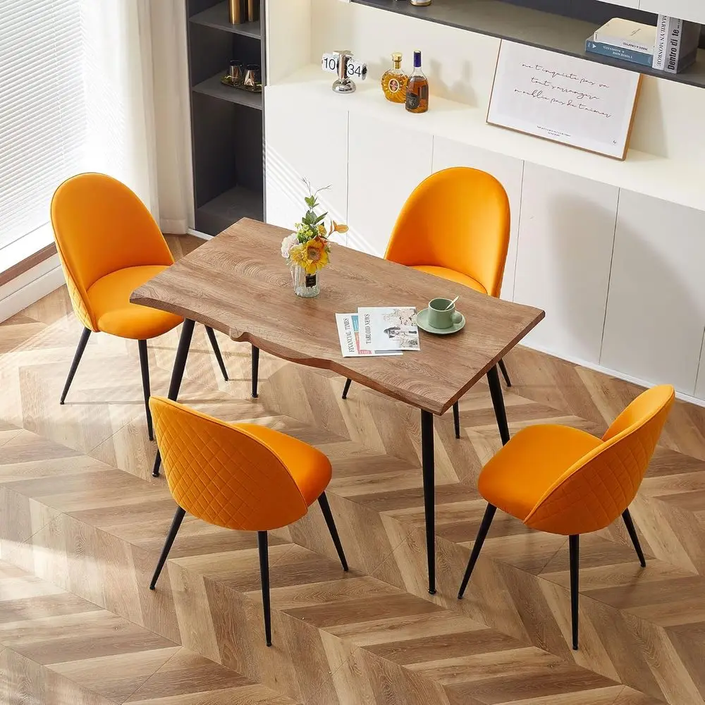 

4-Piece Durable Velvet Upholstered Dining Set with Thick Cushion Chairs for Home or Restaurant Use