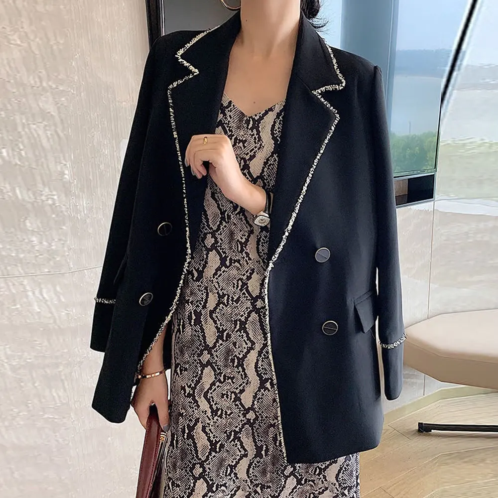 

Elegant Small Fragrance Style Women's Suit Jacket Spring Autumn New High-End Feeling Short Size Western Clothes Top