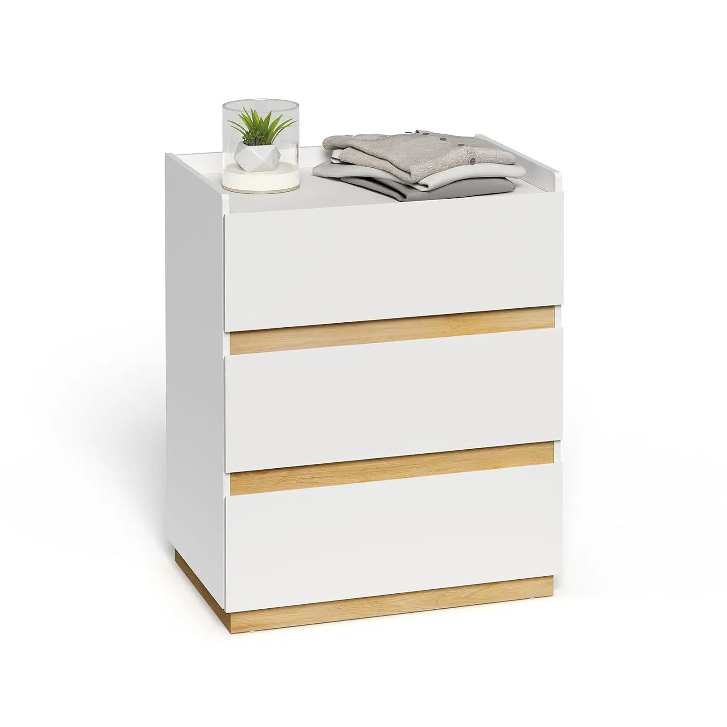 

Large Modern Nightstand White Bedside Table, 3 Drawer Dresser Wood Stackable Storage Drawers for Clothes for, Customized