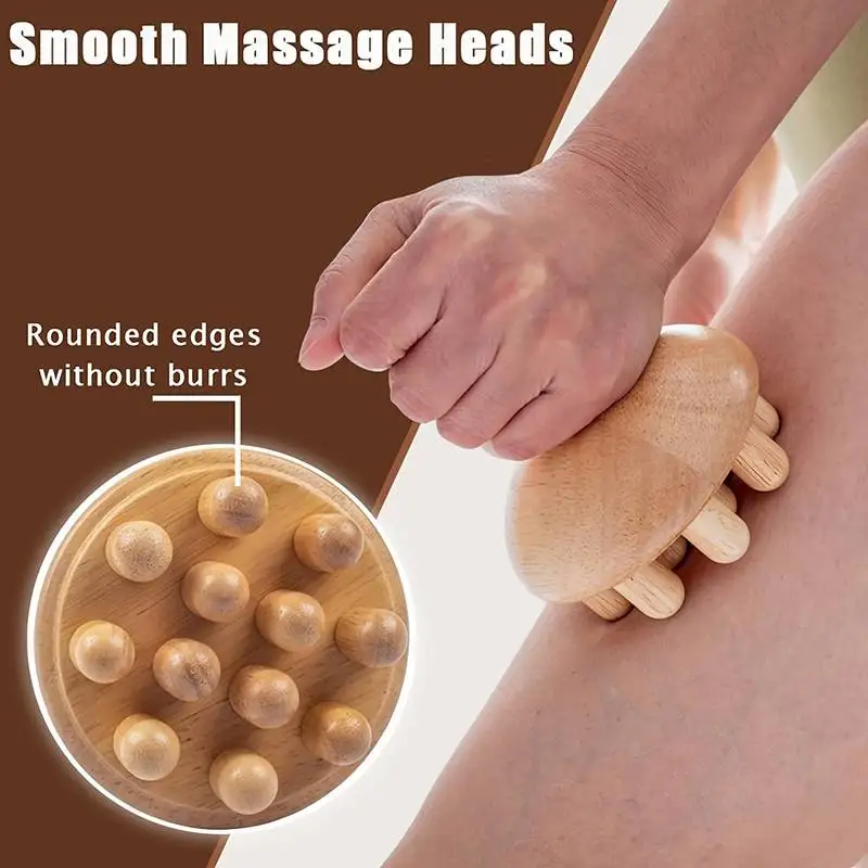 

Деревянный массажер для грибов, ручной деревянный массажный инструмент, деревянные грибные массажные инструменты, натяжение мышц, местный жир Гуа Ша для всего тела