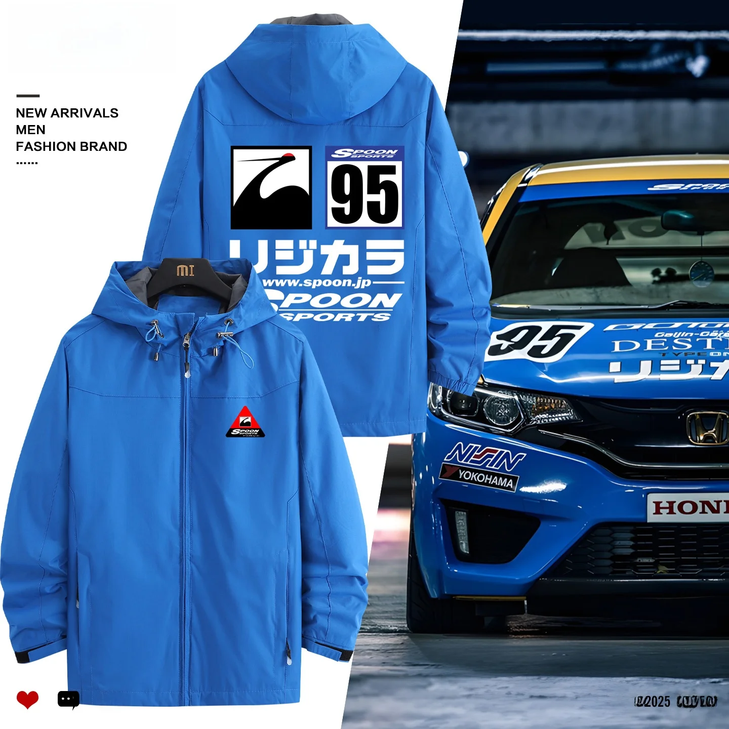 

JDM Modified Car SPOON Crane Jaet Support Fit GD Civic Fan Men's Clothing Polyester Fabric Long Sve Hooded Jaet