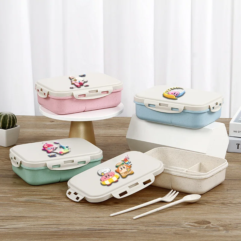 Kirbys Bento-Box, niedliche Lunchboxen, Cartoon-Anime-Muster, große Kapazität, Behälter zur Aufbewahrung von Lebensmitteln, tragbare Lunch-Taschen für Studenten, Geschenk