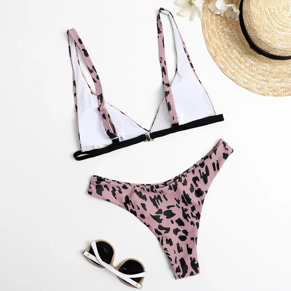 Bikini de leopardo, traje de baño Push Up, traje de baño sin espalda para verano, ropa de playa, traje de baño para mujer, conjunto sexy 2021, Maillot Bain Femme