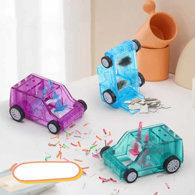 2Pcs Students Kids Mini Desktop Cleaning Cart Toys Creative Pencil Shavings Eraser Sweeper Garbage Truck Hand Push Gliding Car