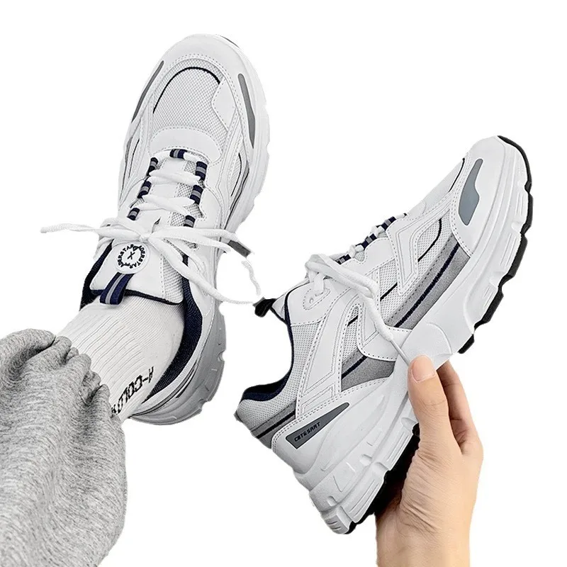 Men's Mesh Platform Dad Sneakers 2026 New Breathable Casual Running Daily Streetwear Korean Style Youth Footwear