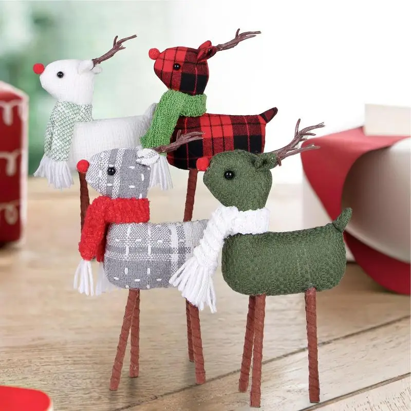 

Cartoon Reindeer Christmas Decoration Retro Elk Holiday Tabletop Ornaments Craft Miniature Figurine for Home Restaurant Coffee