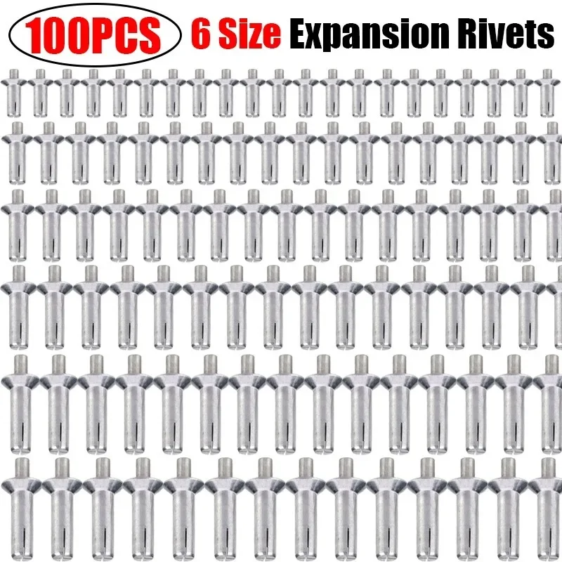 6 Size Aluminum Core Expansion Rivets Semicircle and Countersunk Head Knock Type Hammer Drive Rivet Nails Tapping Screw Fastener