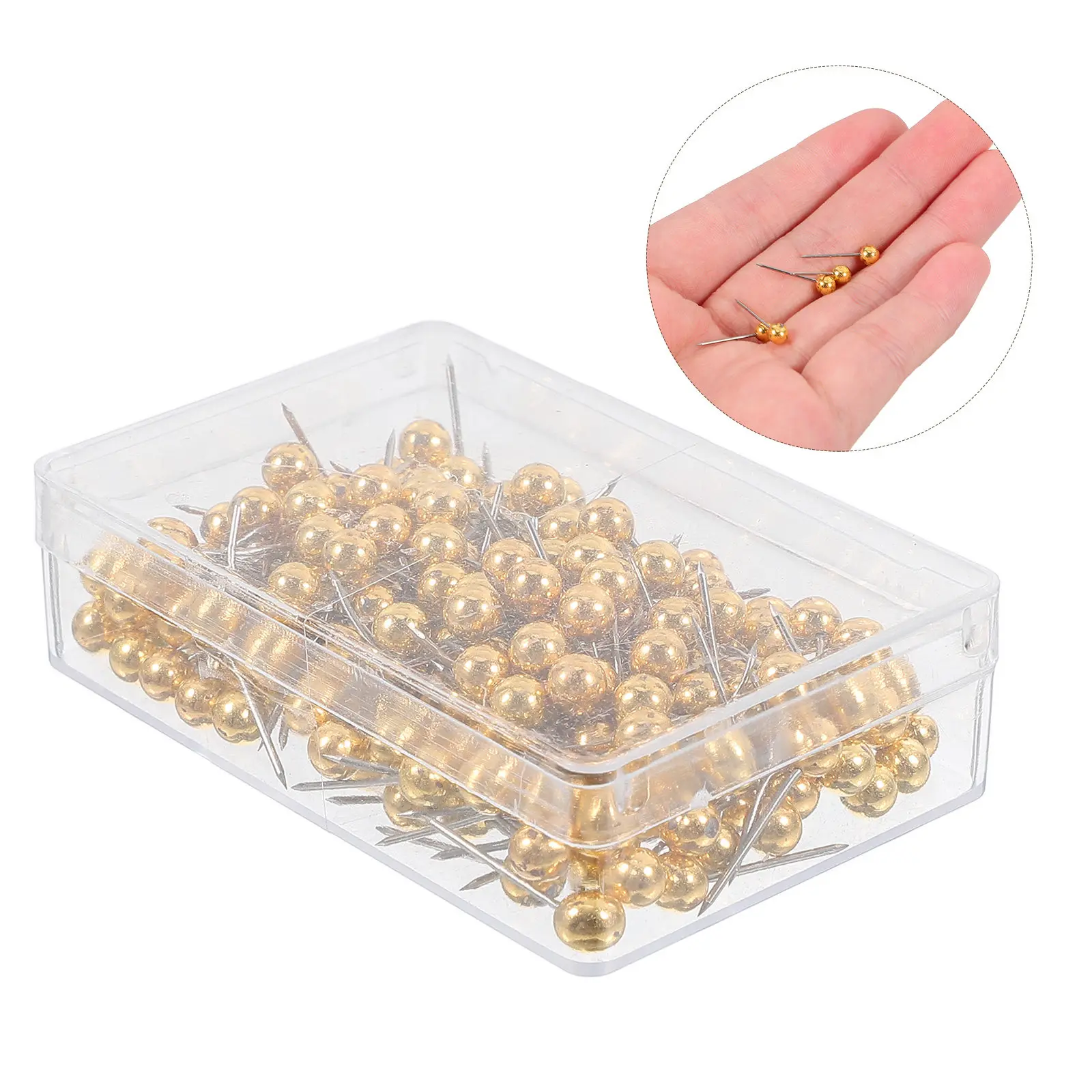 

200 шт. металлических кнопок-гвоздиков с золотым покрытием, декоративные, с круглой шарообразной головкой, для организации офиса, домашнего декора, использования в школе