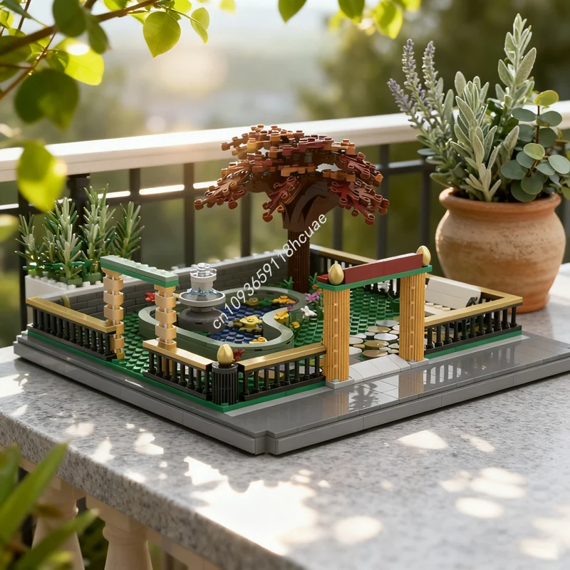 

711 шт. MOC пруд сад Le jardin au Bassin модель игрушки здание рождественские подарки блоки творческая идея образование дети день рождения