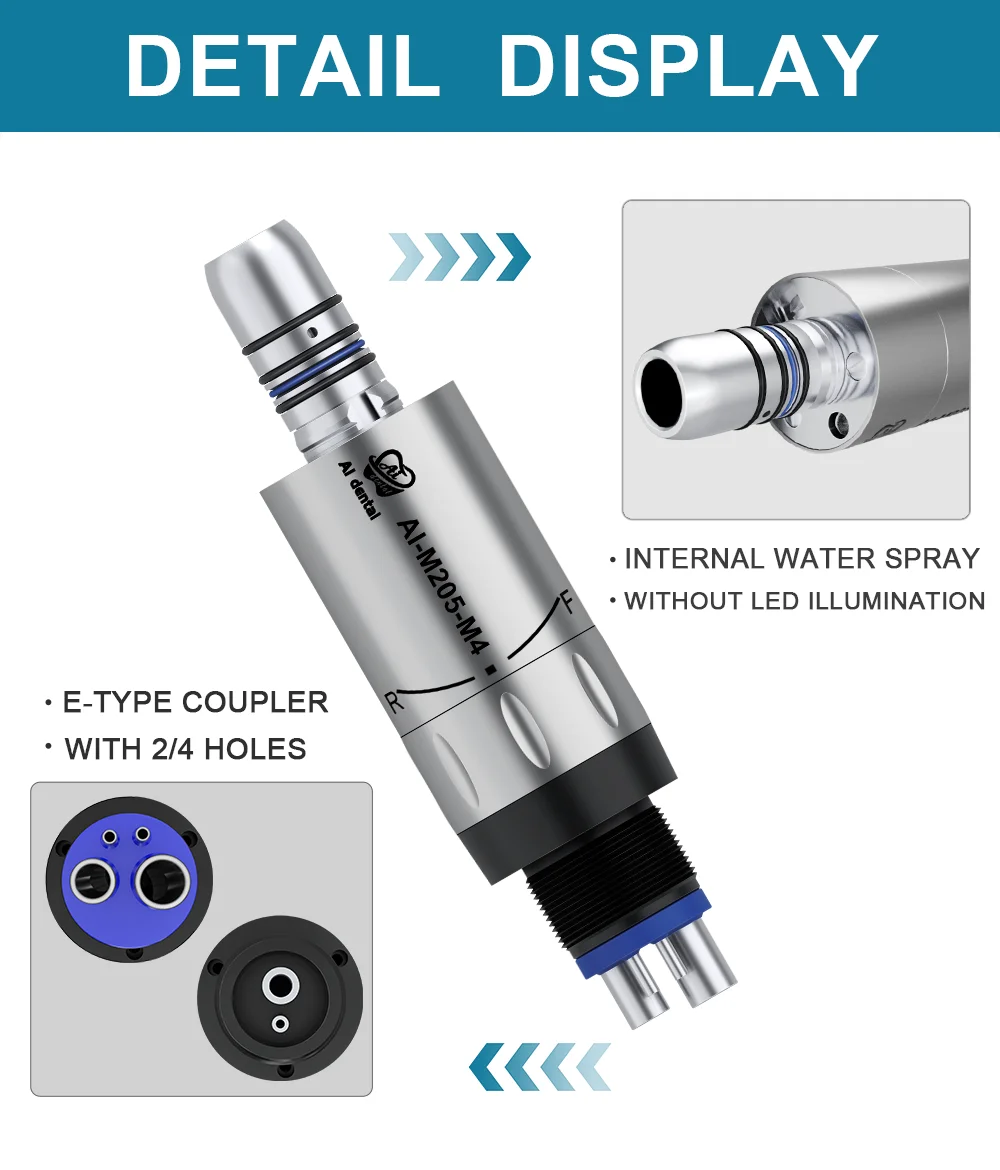 Dental Inner Water Air Motor Slow Speed Handpiece Parts AI-M204/M205 Non-LED Turbine Connector AI-M205LG LED Generator Series