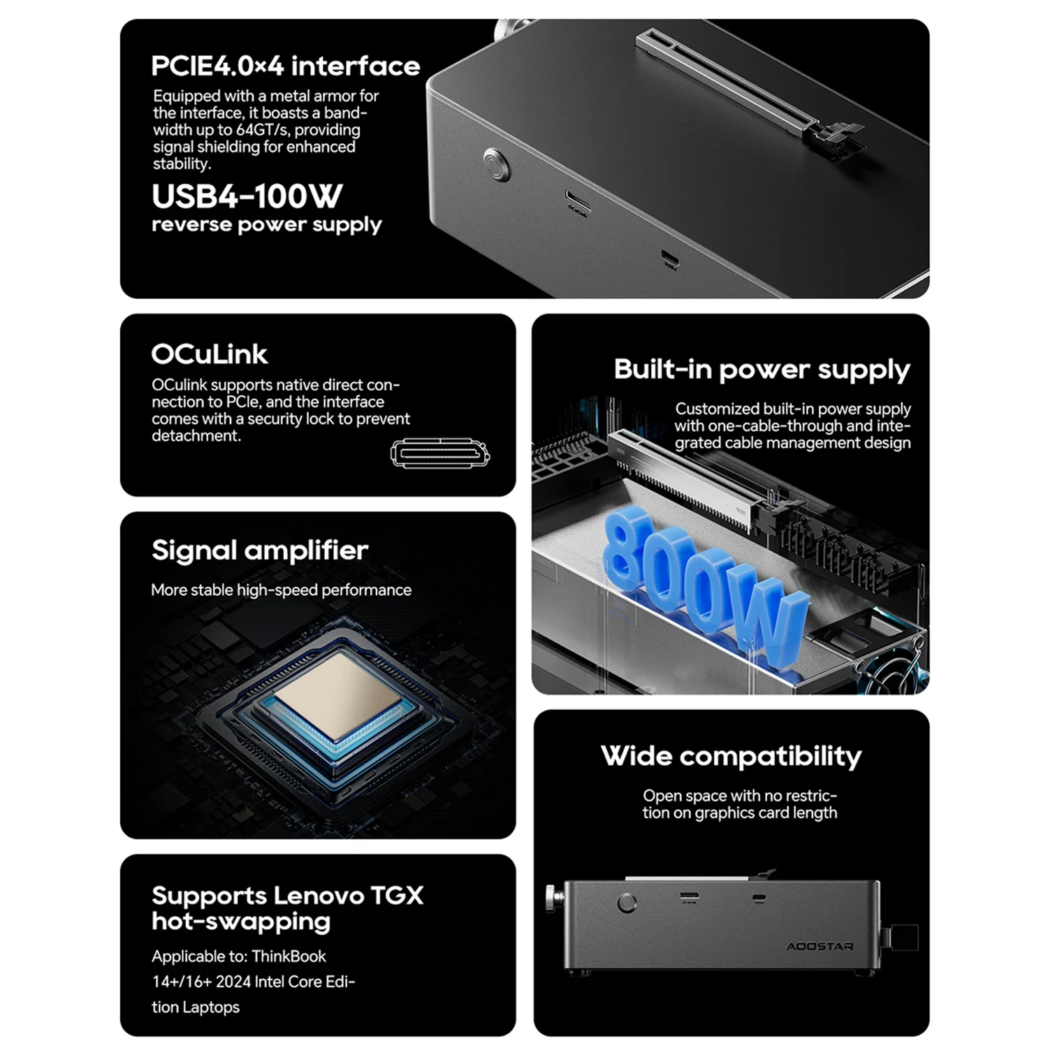 OCuLink USB4 eGPU Dock 800W PS - Oculink Egpu Mini Pc recensie en prijs