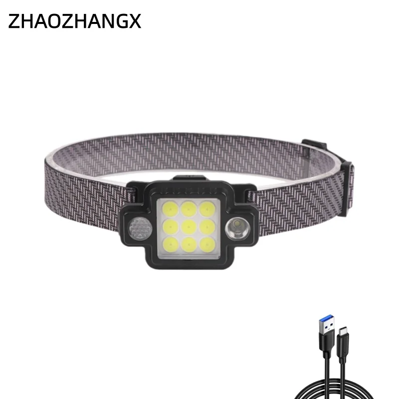 

ZHAOZHANGX New work light magnetic headlight USB charging fishing night running multifunctional outdoor light