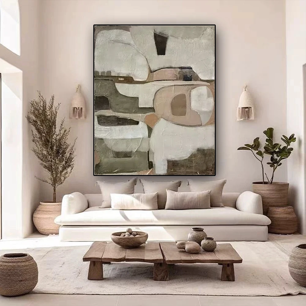

Abstract Home Decor Art 100% Handmade Green Oil Painting Nordic Luxury Canvas Pictures Decorate Living Room Wall Poster Drawing