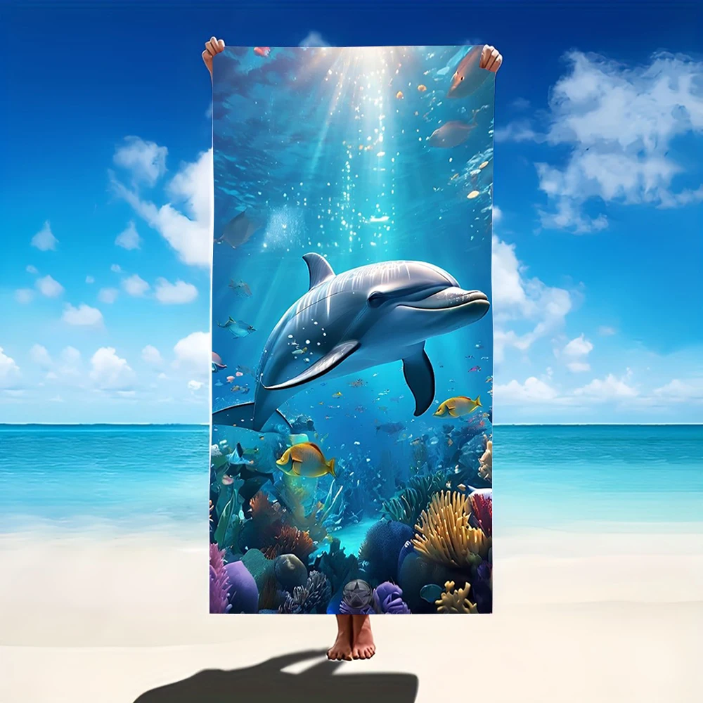 School of Dolphins Beach Towel Colorful Ocean Life Art Towel for All Ages Great for Pool Days and Family Outings