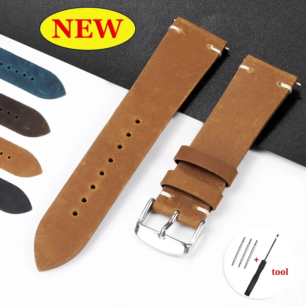 جلد العجل جلد طبيعي الساعات حزام (استيك) ساعة 18 مللي متر 20 مللي متر 21 مللي متر 22 مللي متر 24 مللي متر Smartwatch حزام براون الساعات اكسسوارات