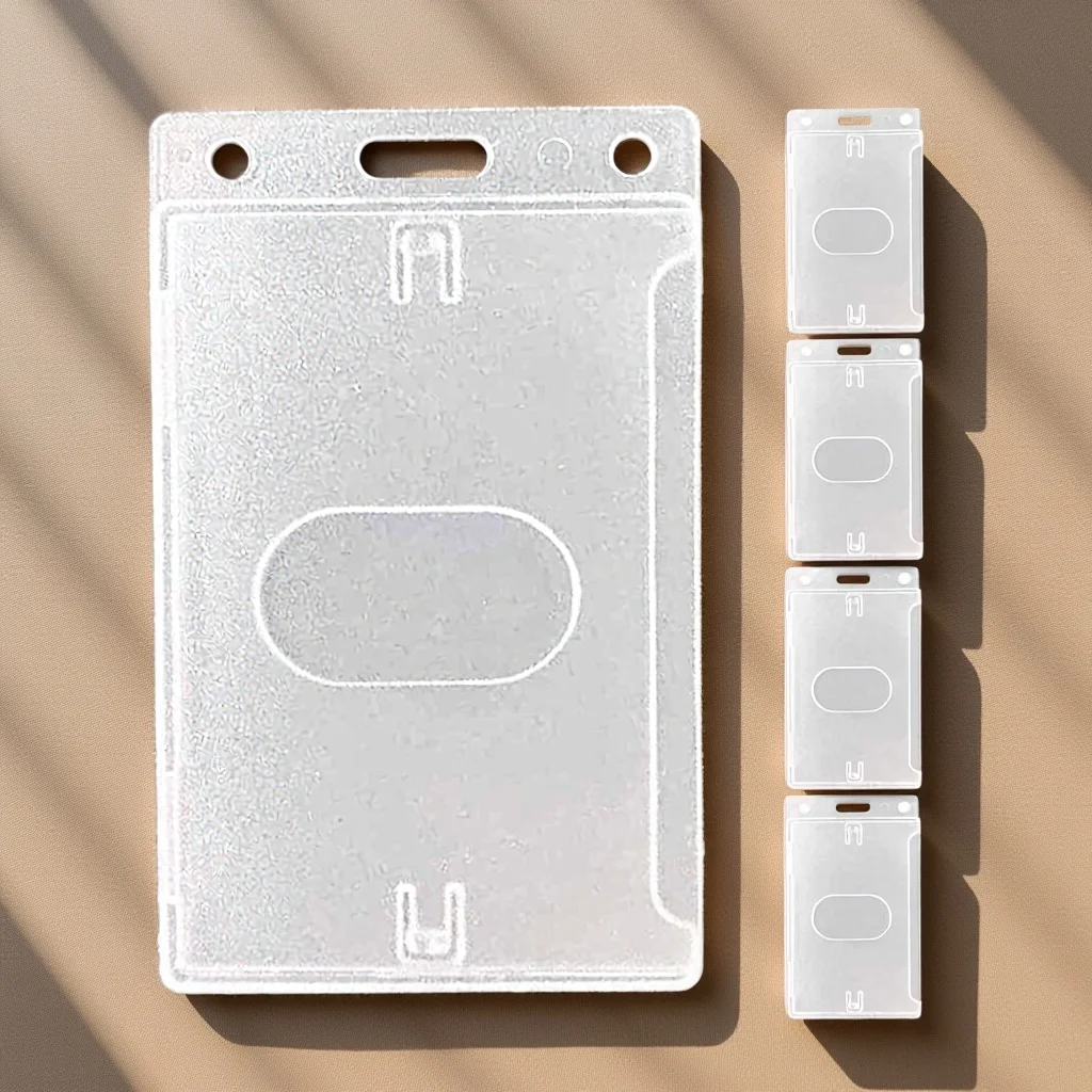 5 Stück transparente Ausweishalter, robuste Ausweishülle aus Kunststoff für Schule, Büro, Ausstellung, Schlüsselband, bereit