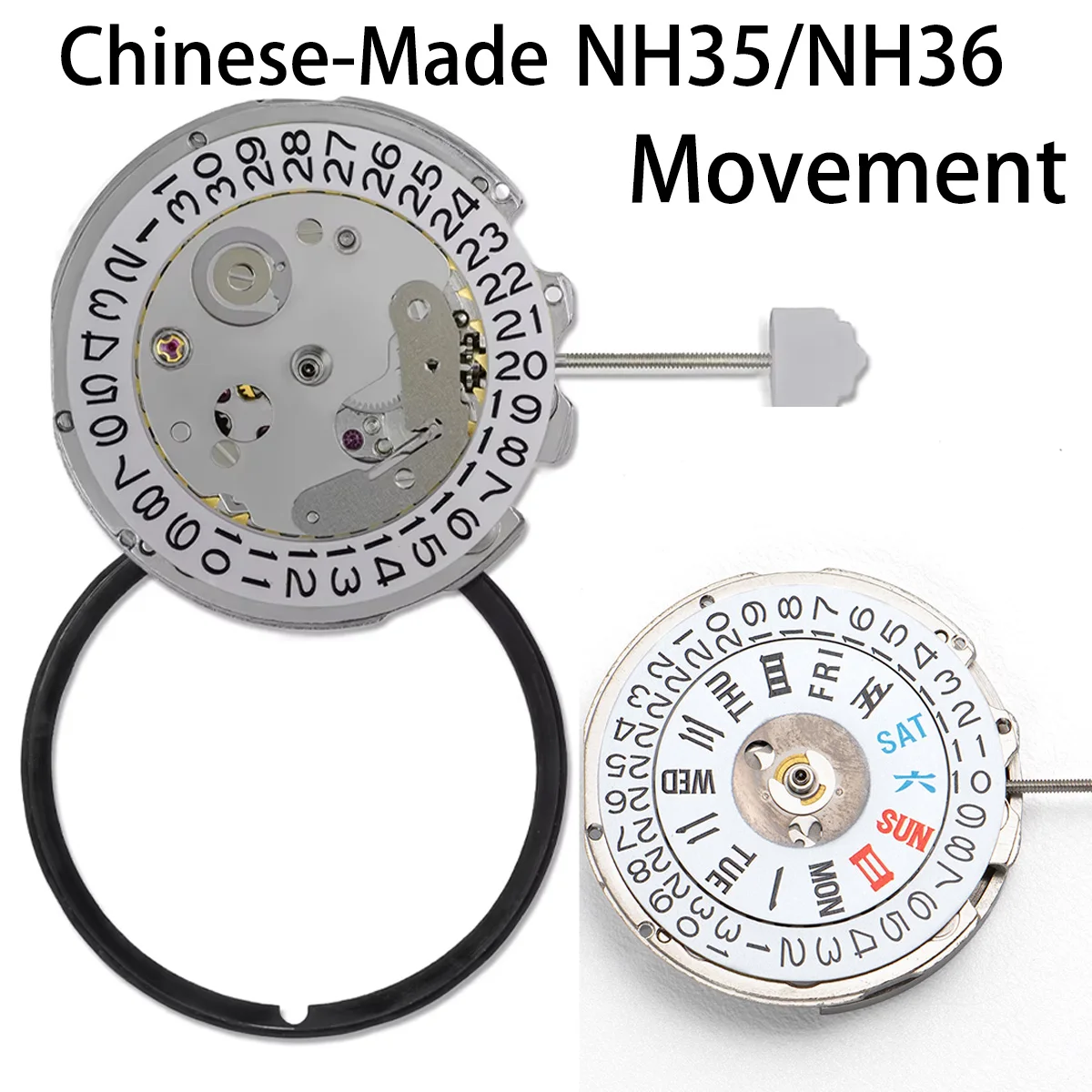 China Made NH35/36 Movement Date At 3 Automatic Mechanical Movement High Accuracy 24 Jewels Mod Watch Replacement Japan NH35/36