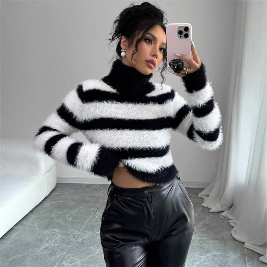 Women Keep Warm In Winter Sweater,Pullovers,Wweater Women,Womens Sweaters,Womens Clothing,Striped Sweater,Tops Women 2024