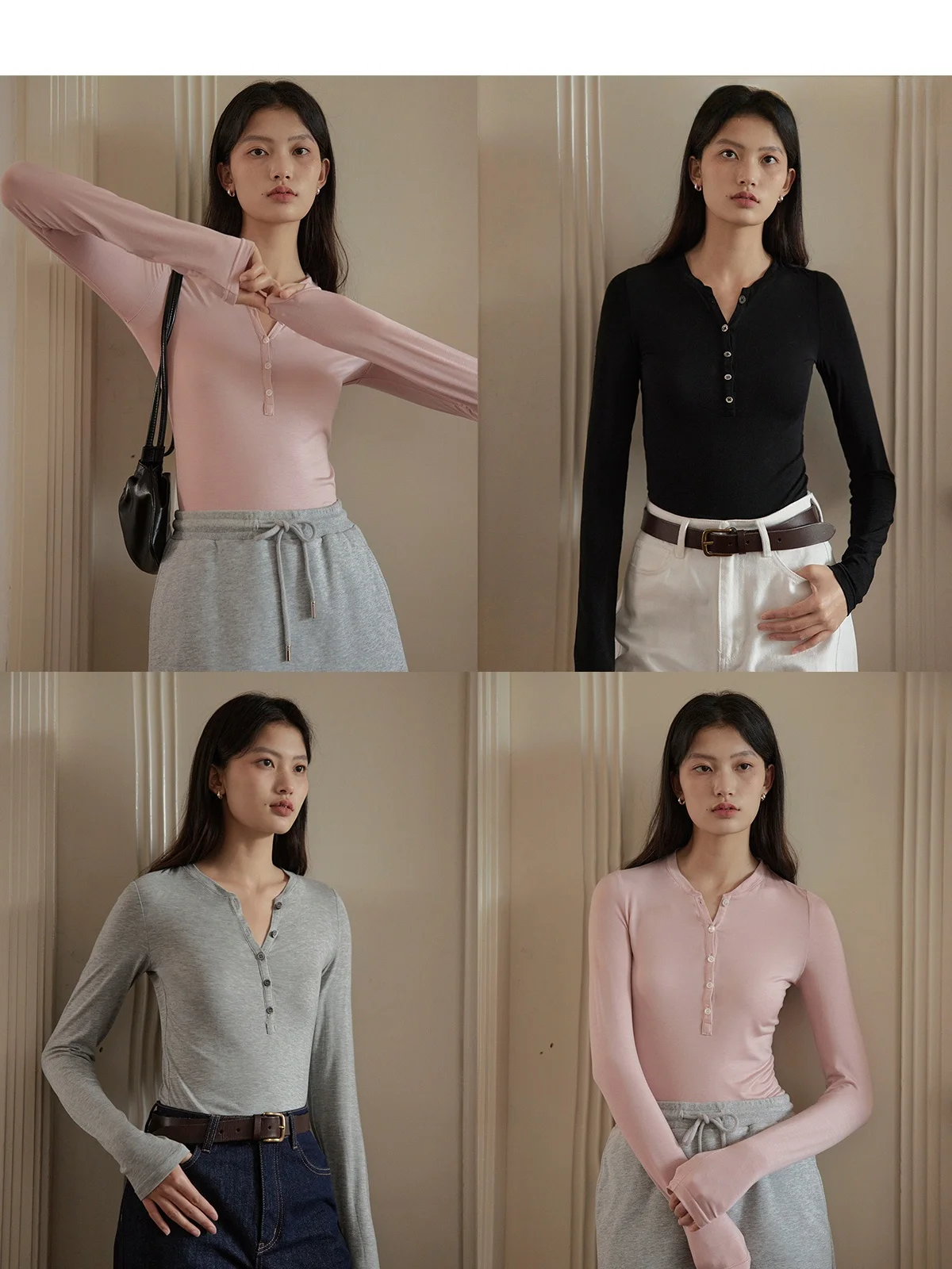 

Женская трикотажная кофта Nice People 2024SS с длинным рукавом, воротником Хенли и частичной застежкой, из австралийского лиоцелла, в повседневном стиле