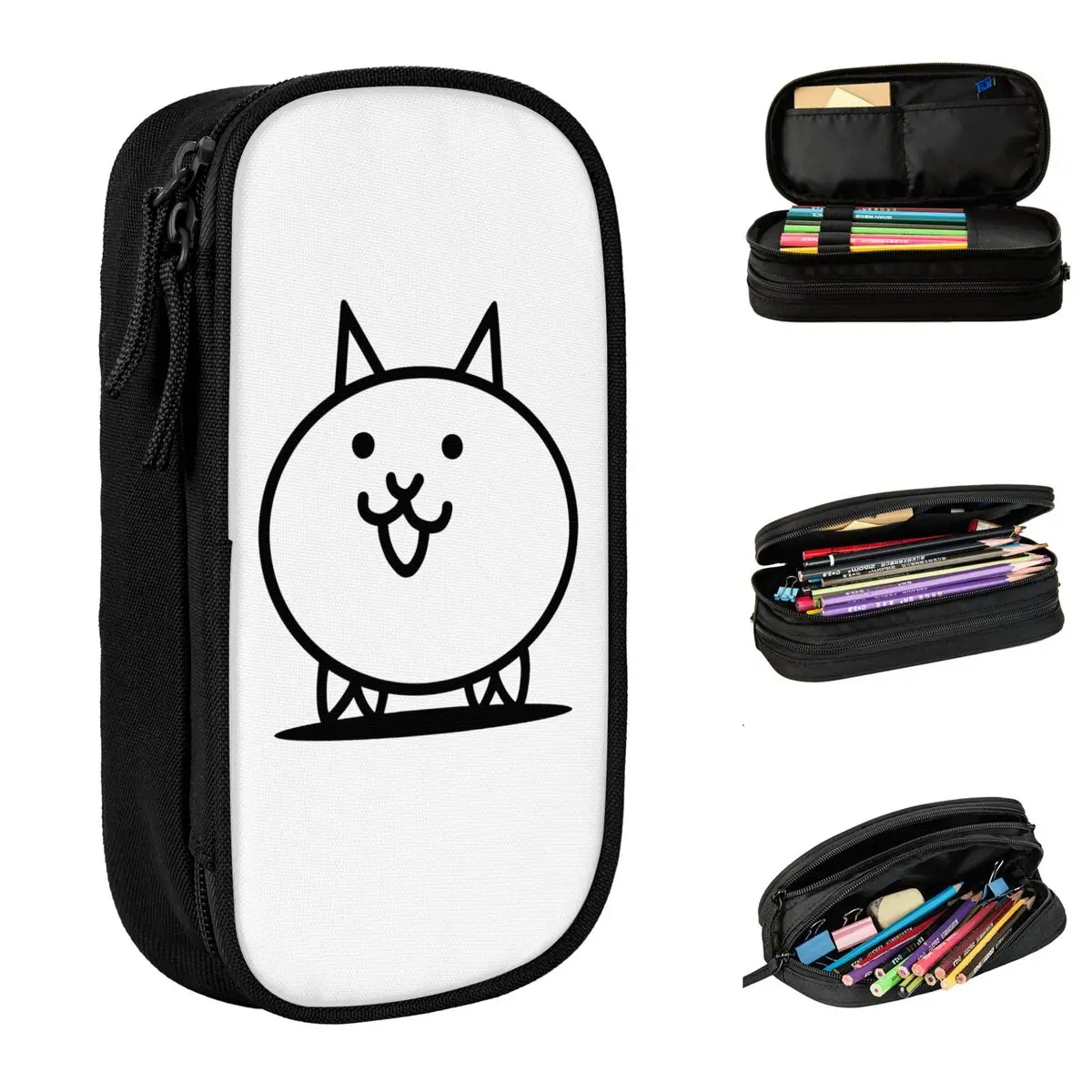مقلمة Battle Cats، صندوق أقلام كلاسيكي، حقائب أقلام رصاص للطلاب، تخزين كبير، صندوق أقلام رصاص بسحاب للمدرسة