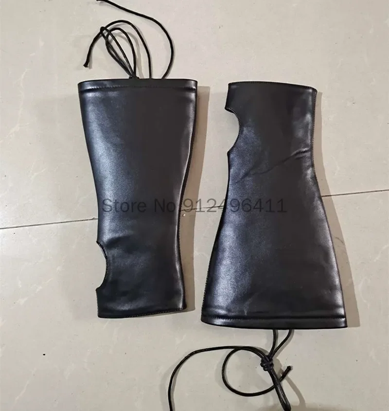 ฮาโลวีนยุคกลางเกราะถุงมือกว้าง Cuffs Bracers นักรบ Steampunk Gauntlet Renaissance อัศวิน Pu หนัง Lace - up สายรัดข้อมือ