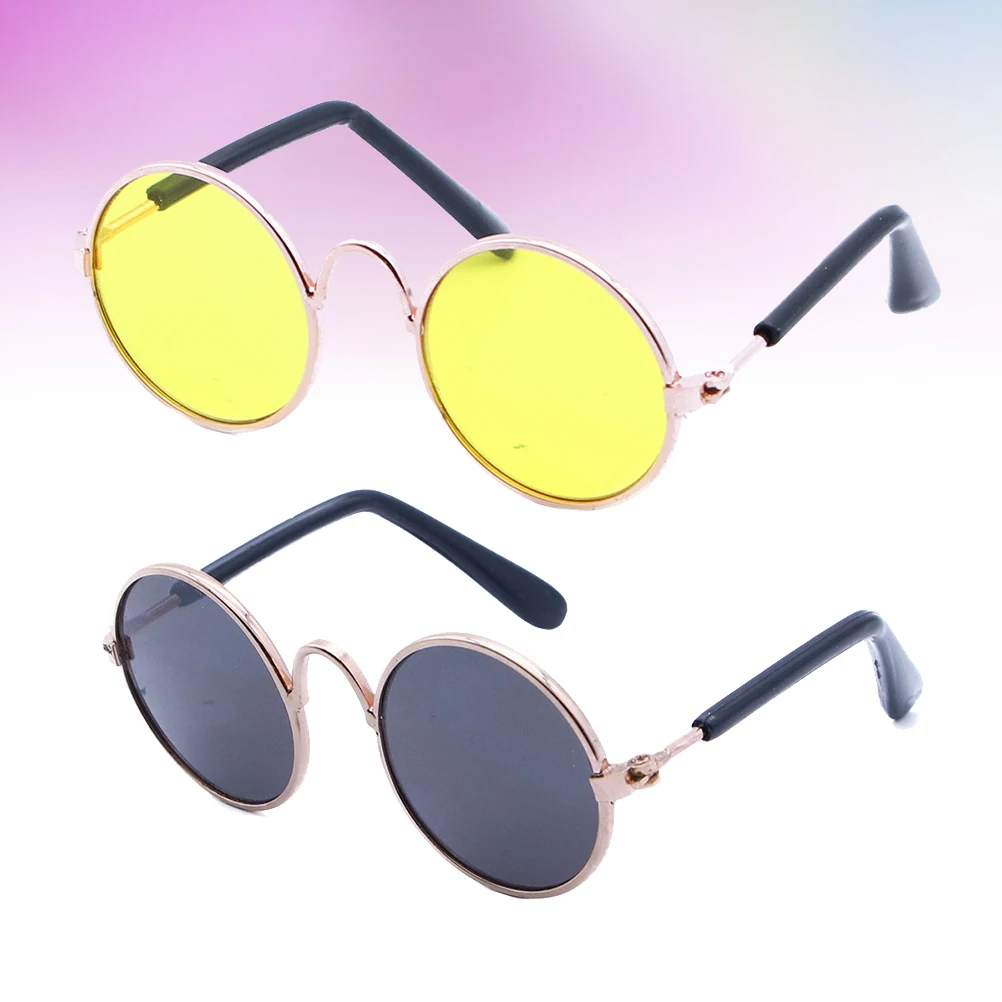 

Pet Glasses Funny Sunglasses Metal Plastic Lightweight for Cat Dog Colorful Design Prop Golden Frame