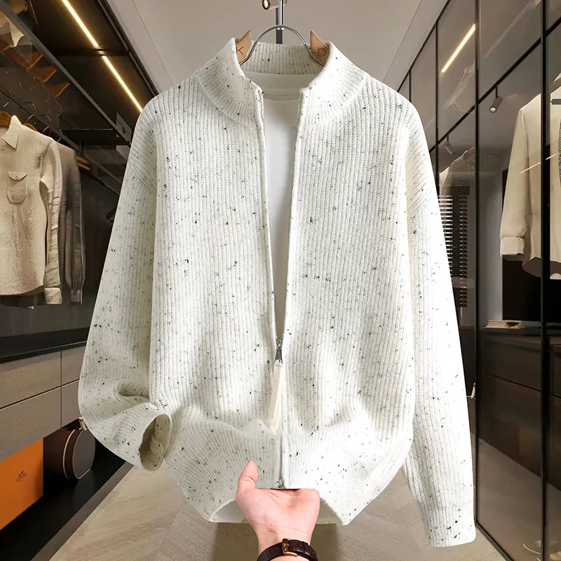 

2025 New Men's Knitted Sweater Casual Zipper Open Front Design Autumn Winter Sle Comfortable Loose Fit Faionable Youthwear