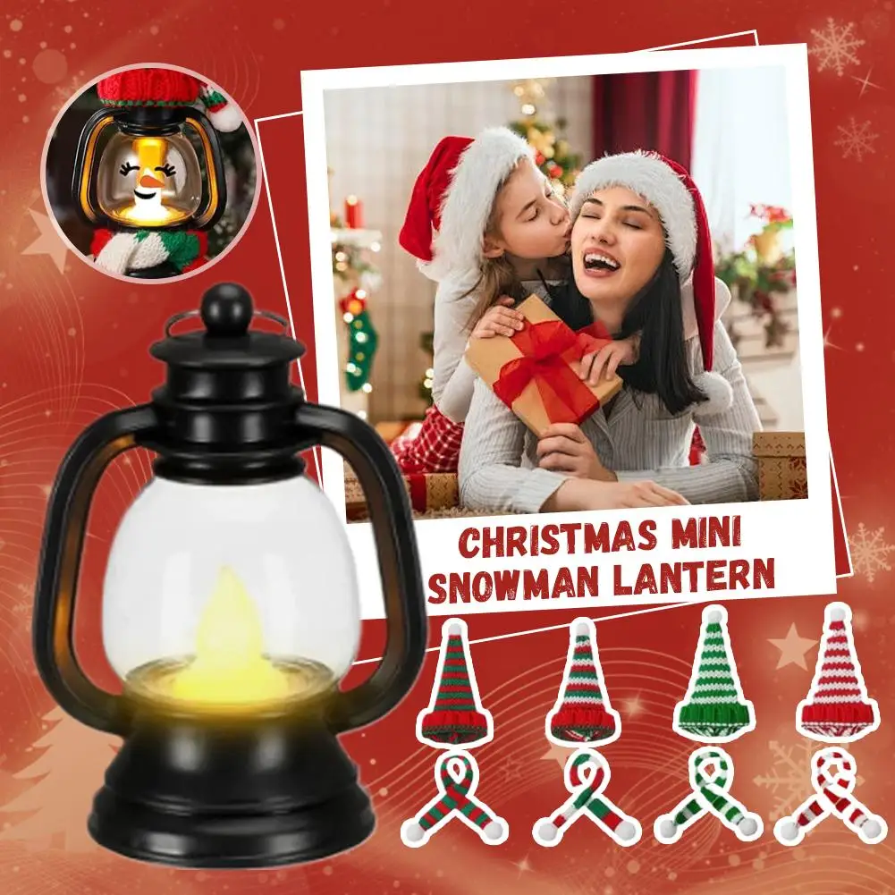 ثلج فانوس مصباح ليد مع 12 التعبير وقبعة + وشاح لجميع القديسين عطلة حفلة ديكور المنزل مصباح زيت صغير الرجعية