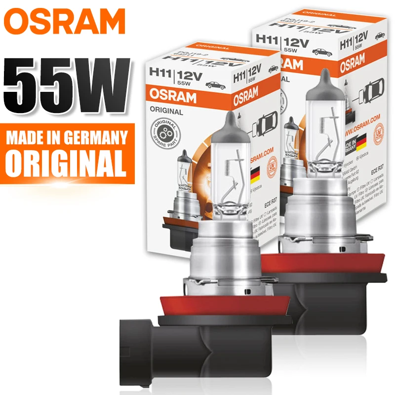 OSRAM H11 Halogen Bulbs Car Headlight Bulb 12V 55W 3200K 64193 PGJ19-2 H8 9012 9005 9006 HB3 Original Line Standard Germany 2pcs