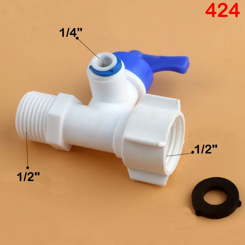صمام لولبي Reverse Osmosis RO Feed Tee Plastic Ball Valve 1/4\ صمامات أخرى — تفصيل 1