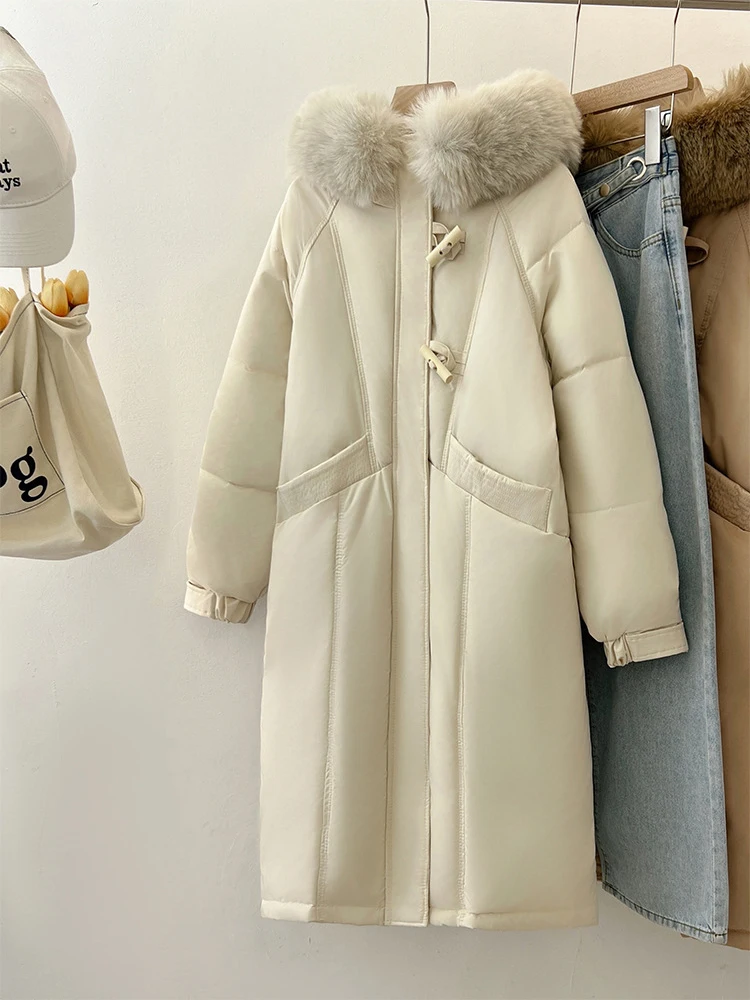 Winter Women Warm Hooded Cotton Padded Jacket Fur Coat For Women Thick Long Outerwear Korean Puffer Jacket