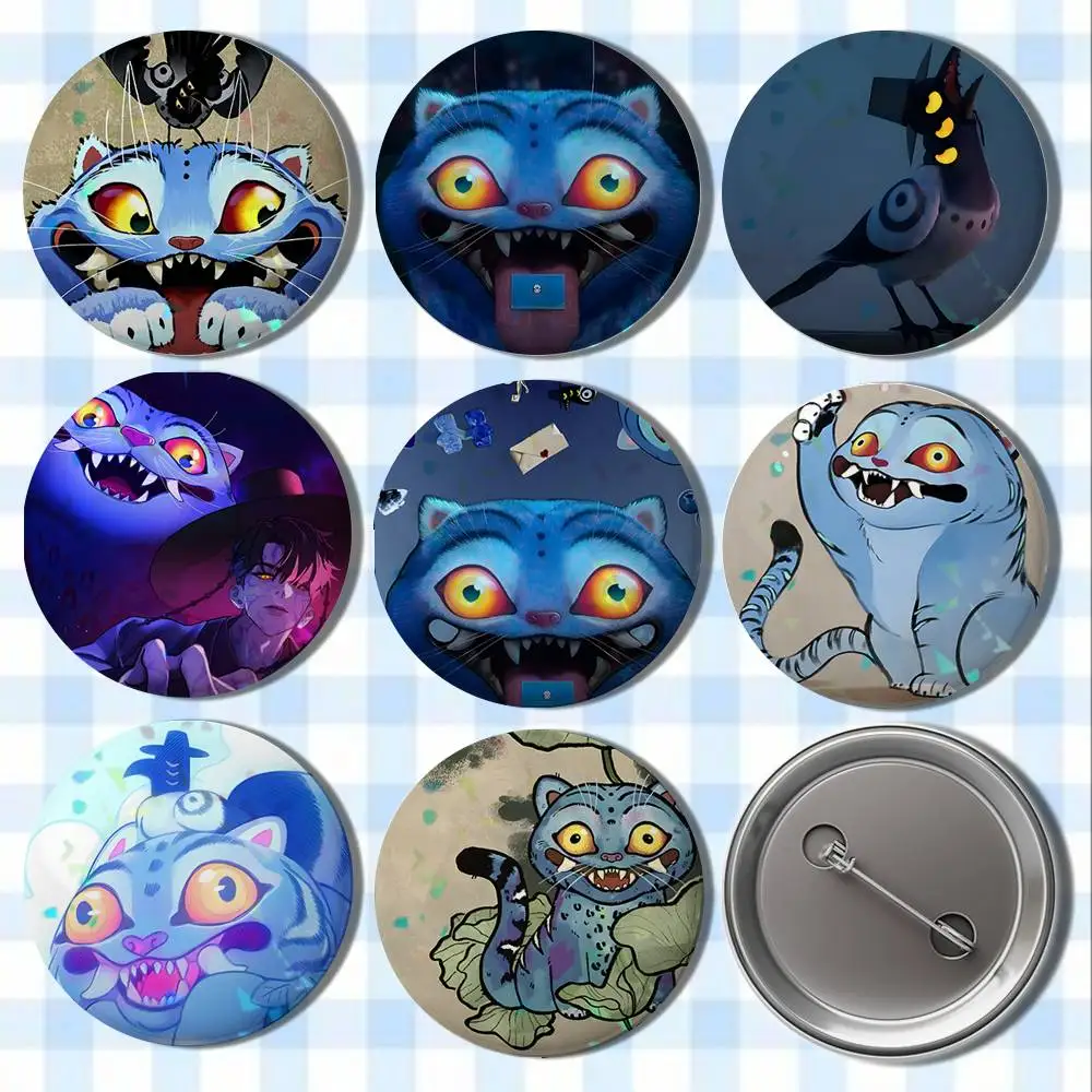 

D-Demon H-Hunters Tiger Badges Button Round Creative Pin Brooch Badge Bag Decor Accessories Fans Collect Friends Gifts