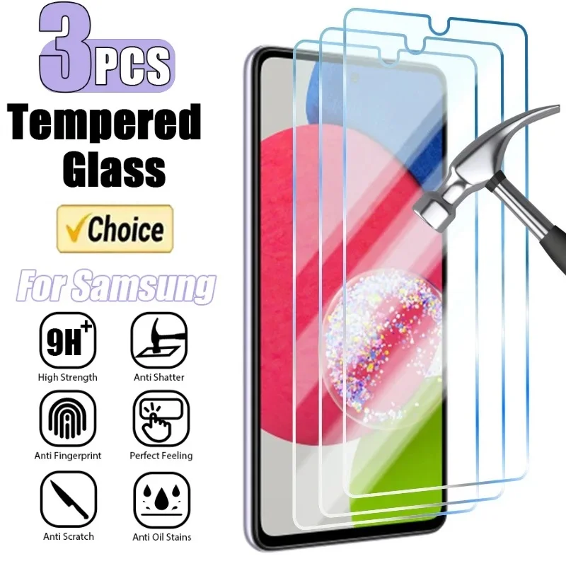 3PCS Tempered Glass For Samsung Galaxy A14 A54 A53 A13 A33 A34 A52S 5G Screen Protector For Samsung A52 A73 A21S A51 A72 Glass