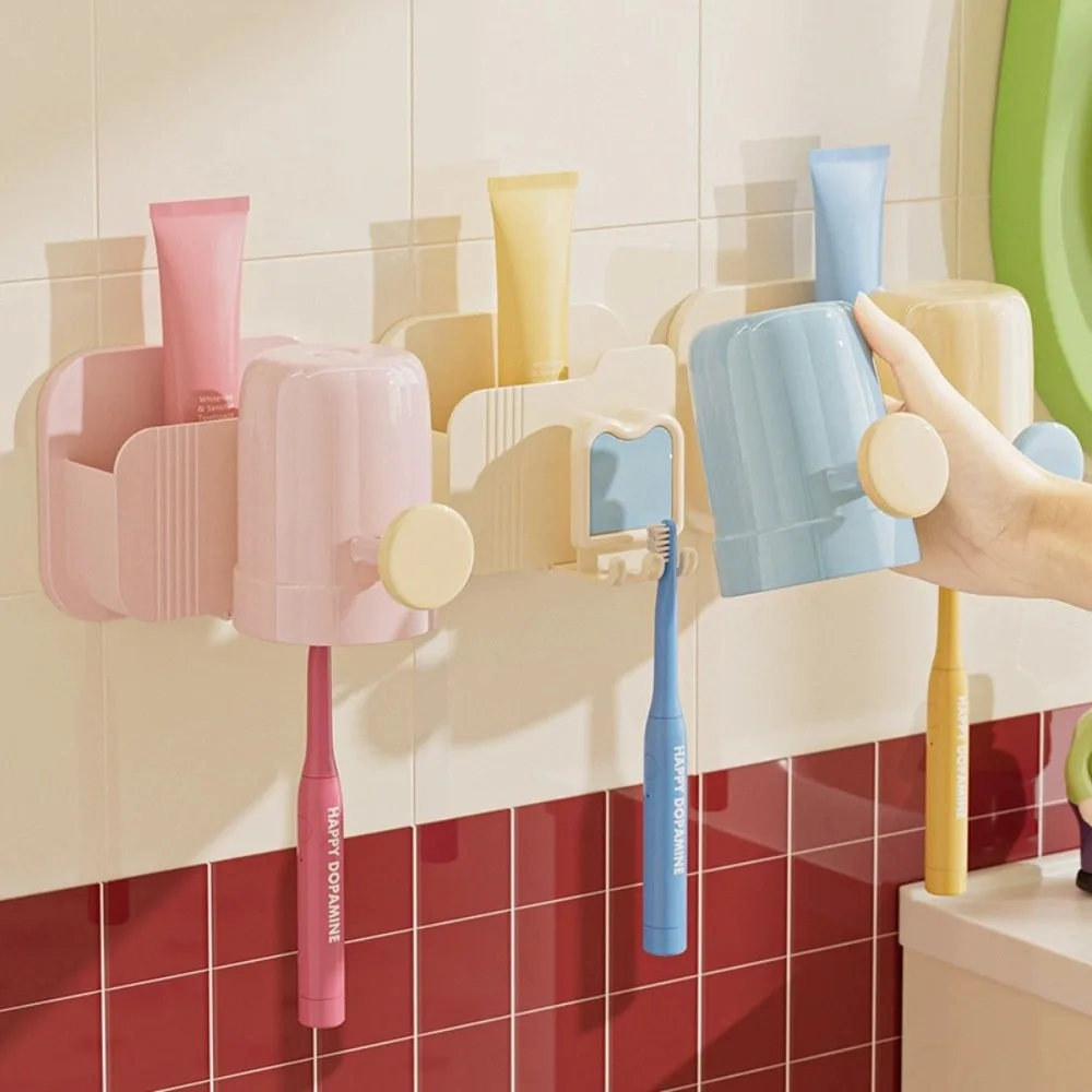 

Настенная полка для хранения зубных щеток, пластиковая настенная стойка с дофамином, экономия места, водонепроницаемый держатель для зубной пасты