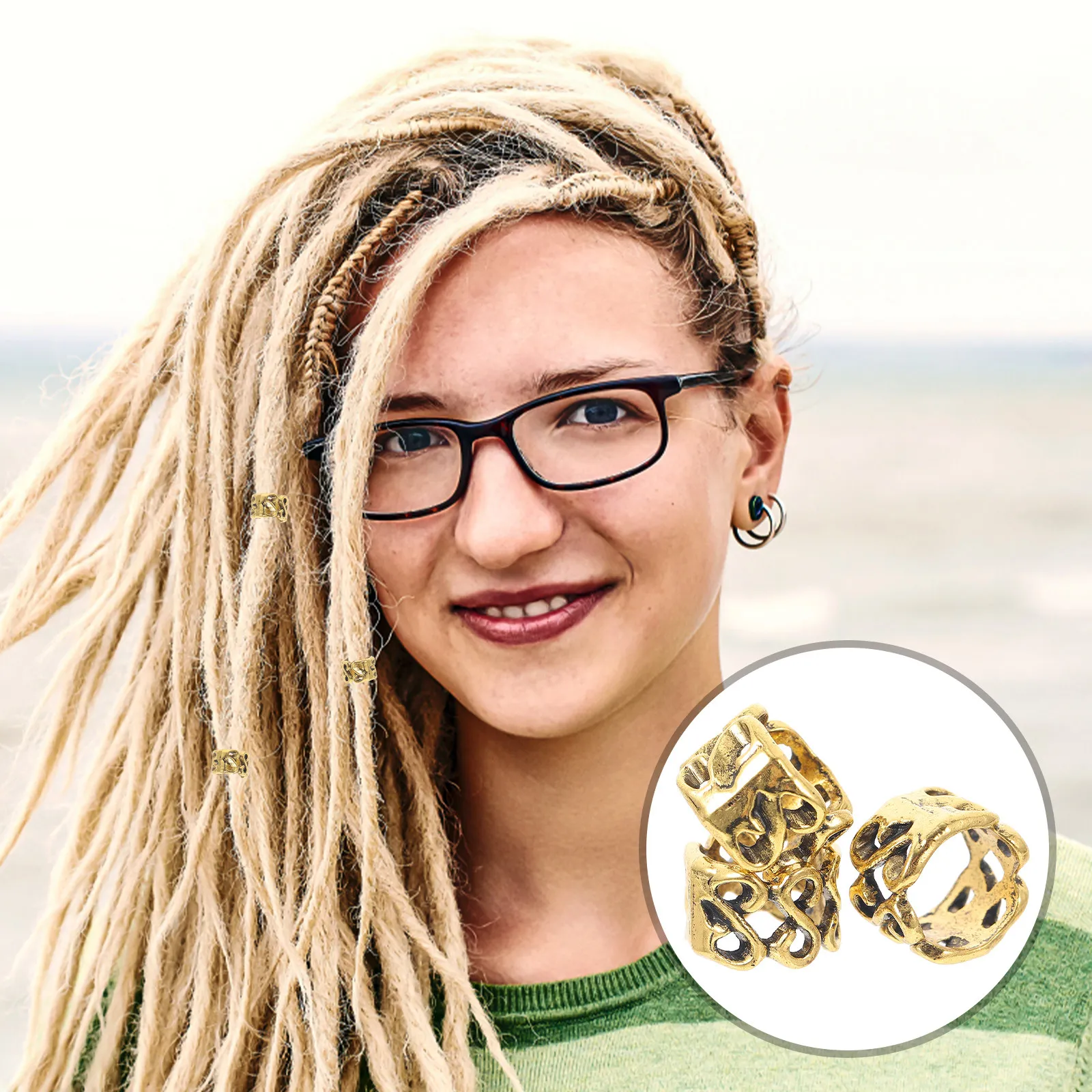 

20Pcs Chic Dreadlocks Beads Retro Hairpins for Braids Dreadlock Coils Viking Beard Rings Hair Accessories DIY Necklace Bracelet