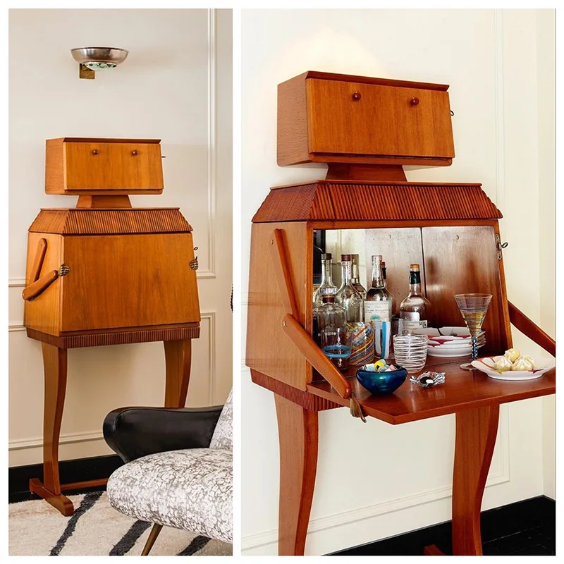 Multi Function Deck Living Room Wooden Robot Medieval Rana Robot Wine Cabinet Wooden Storage Cabinet Wine Rack