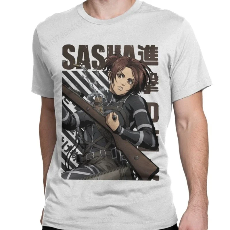 Sasha Braus Men T Shirts AOT Anime Vintage Tee Shirt Short Sleeve Round Collar T-Shirts Cotton Plus Size Clothing