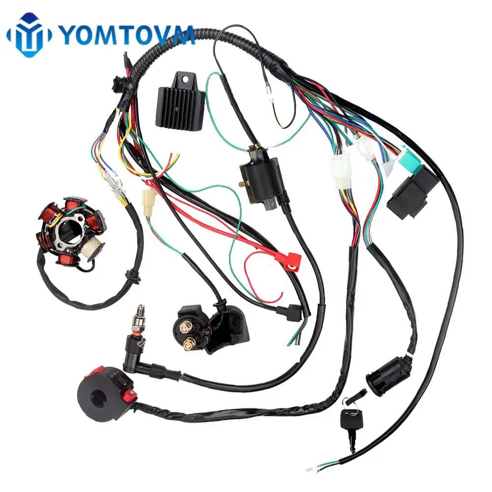 Complete Electrics Wiring Harness Loom CDI Coil for 50cc 70cc 90cc 110cc 125cc Motorcycle ATV Quad Pit Bike Buggy Go Kart