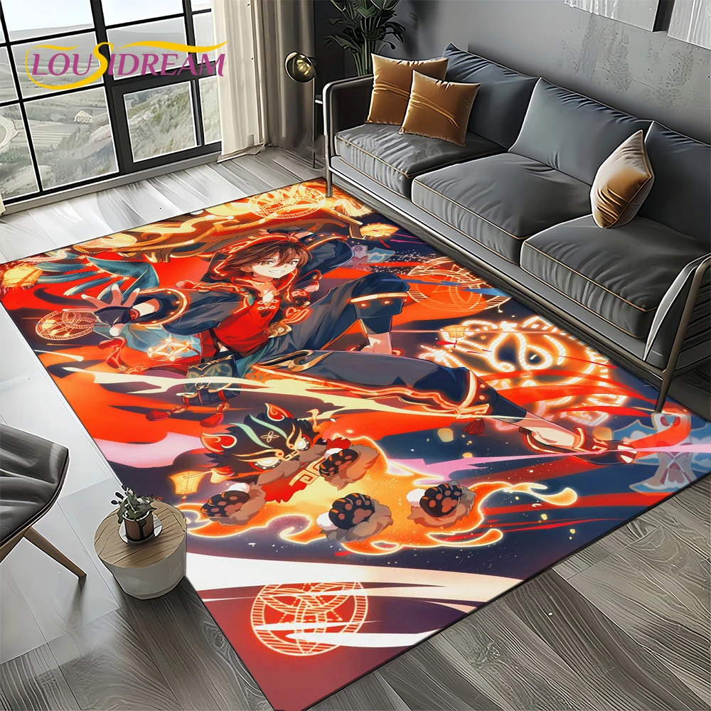 

2025 New Cartoon Genshin Impact Character Solo Game Carpet Rug for Living Room Bedroom Home Sofa Decoration,Non-slip Floor Mat