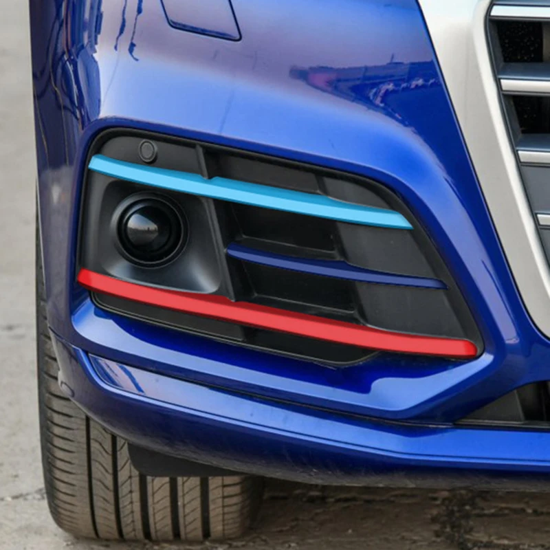 For Audi Q5 FY 2018-2020 Car Front Fog Lamp Decorative Light Bar Cover Trim Strip Sequin Chrome Auto Exterior Accessories