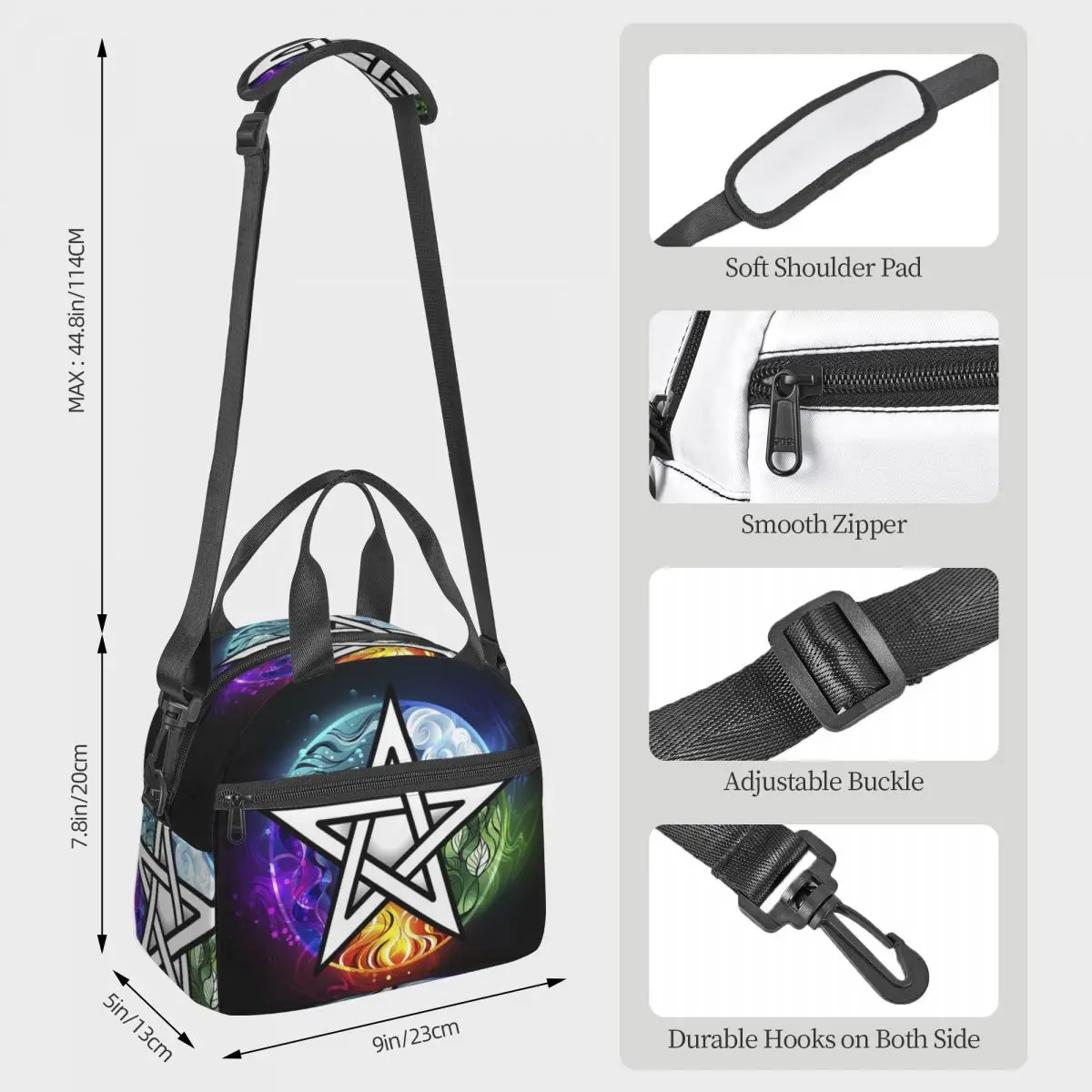 Occult Satanic Pentagram Lunch Bags Insulated Bento Box Lunch Tote Leakproof Picnic Bags Thermal Bag for Woman Student Travel