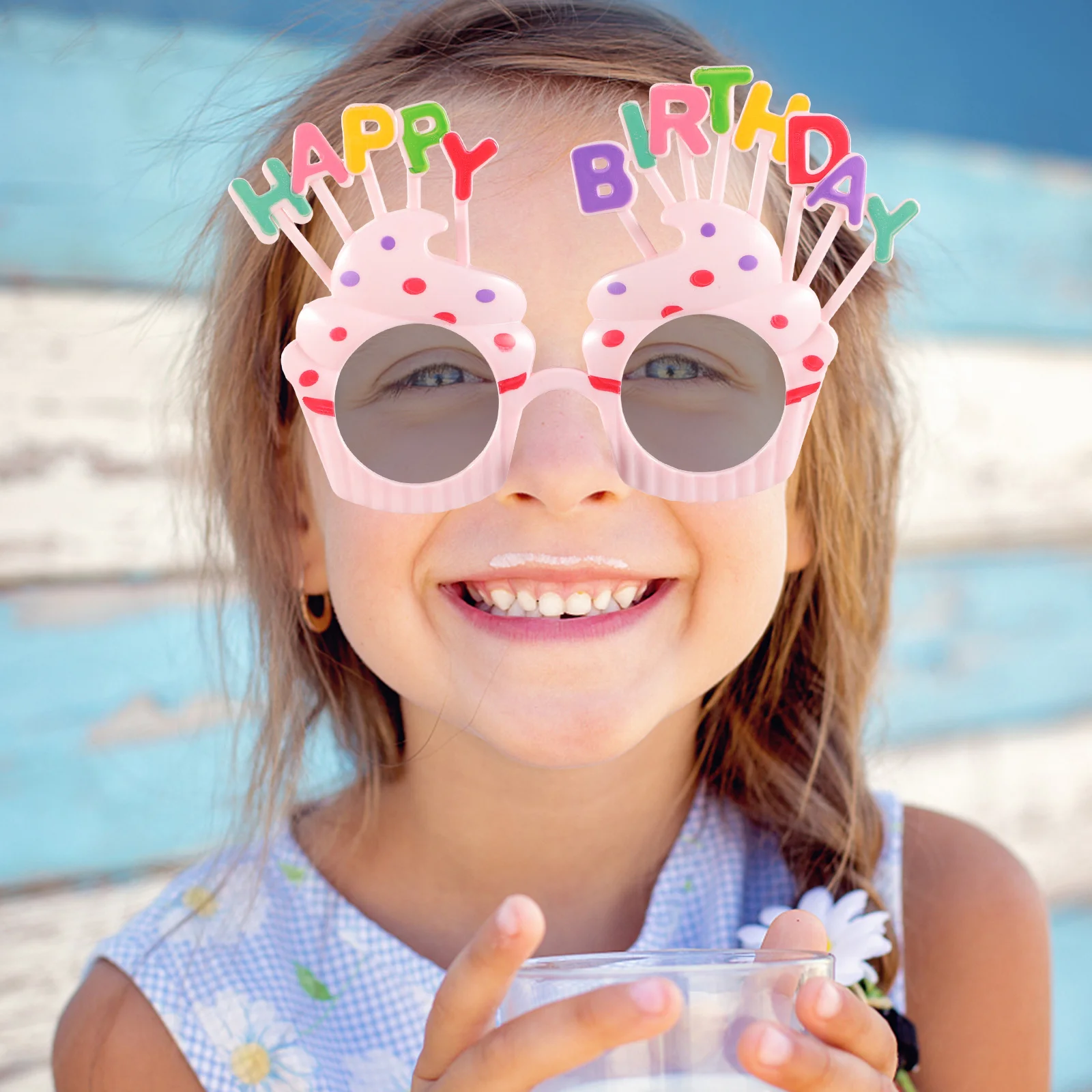 

6Pcs Funny Birthday Party Glasses Novelty Photo Props Lightweight Plastic Frames Lovely Design Eye-Catching Party Supplies