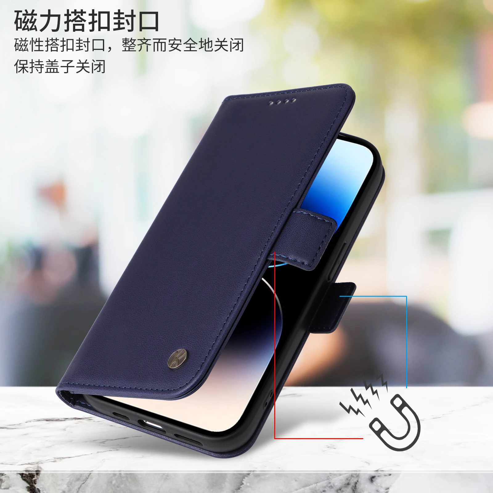 

YIKATU-003 Wallet Case For iPhone 16e 15 14 13 Pro Max 12 11 XS XR 7 8 SE2 , Magnetic Side Buckle Flip Leather Cards Stand Cover