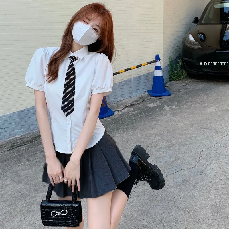 화이트 오르트 스웨트 여성 여름 슬림핏 버블 스웨트 탑 퓨어 디자이어 컬리지 슬레 JK 오름 세트 스위트 슬레 코...