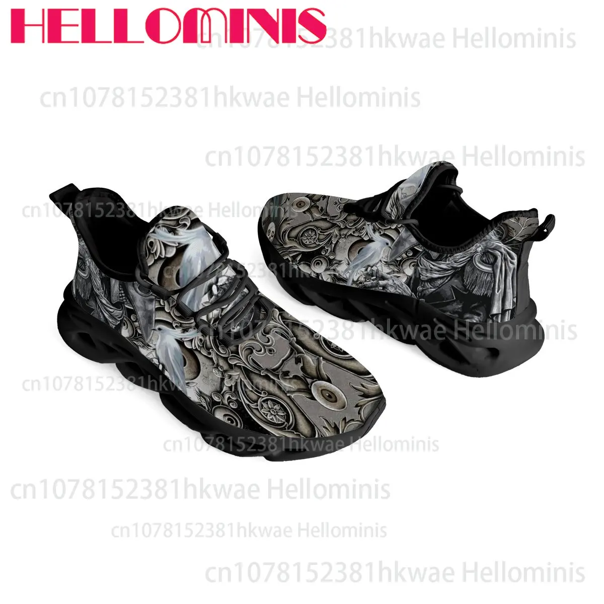Plague Doctor Art Print Unisex Adult Blade Sneakers Hollow Wave Sole Breathable Mesh Fashion Street Walking Footwear Gothic